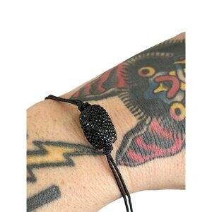 NWOT New Atelier Swarovski Black Crystal Bracelet Cord Lobster Claw